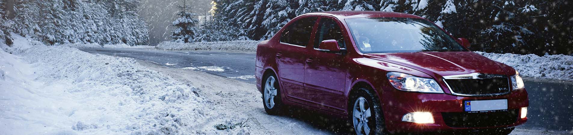 A car that has followed the road safety tips for snow and winter.